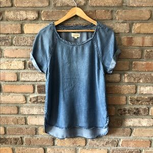 Cloth & Stone Chambray Scoop Neck Blouse